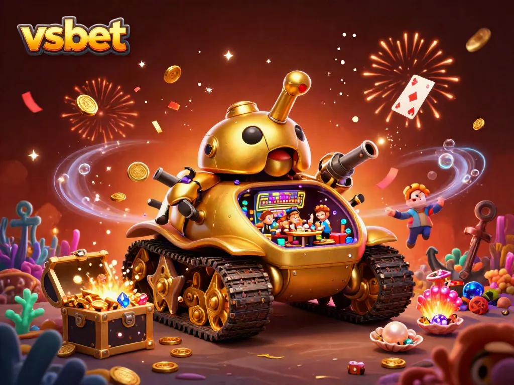 Experience the excitement of vsbet in this vibrant 3D casino scene filled with action and treasures.
