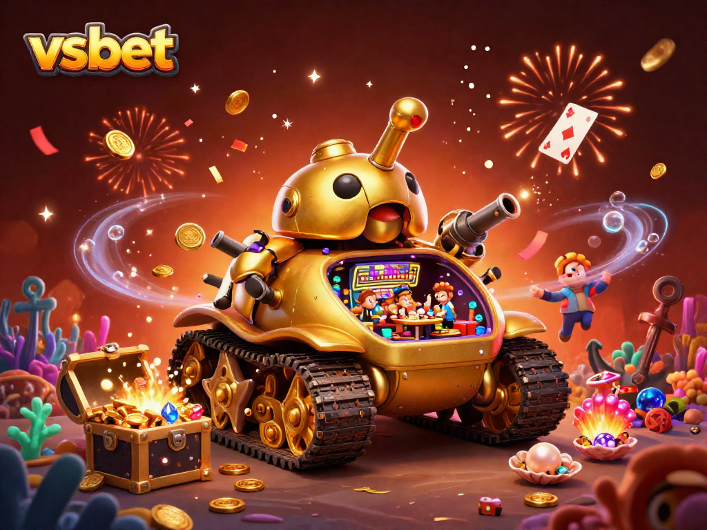 Experience the excitement of vsbet in this vibrant 3D casino scene filled with action and treasures.