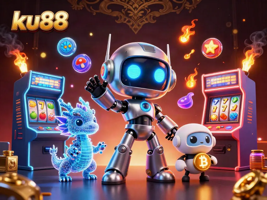 Engage with ku88 in a vibrant 3D casino scene featuring dynamic gaming elements and characters.