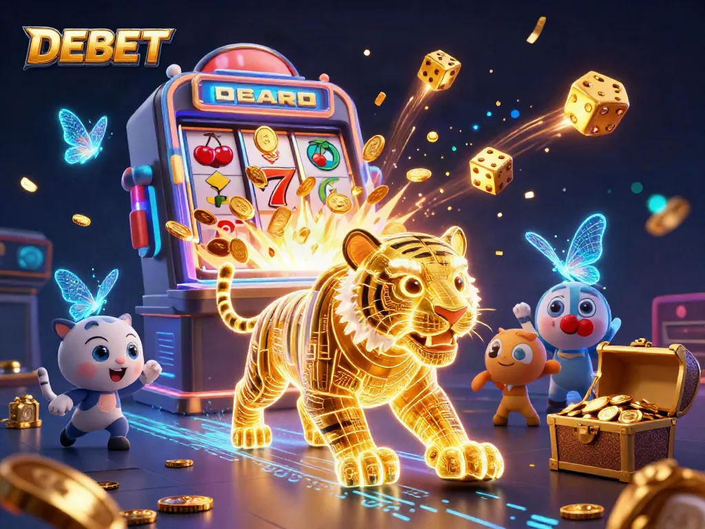 Experience thrilling gameplay with DEBET's vibrant casino landscape and lucky symbols.