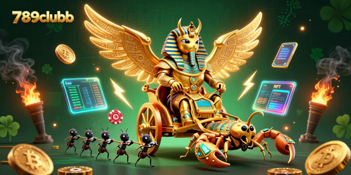 Experience the thrills of 789clubb with a dynamic 3D casino scene featuring rich golden elements and crypto symbols.
