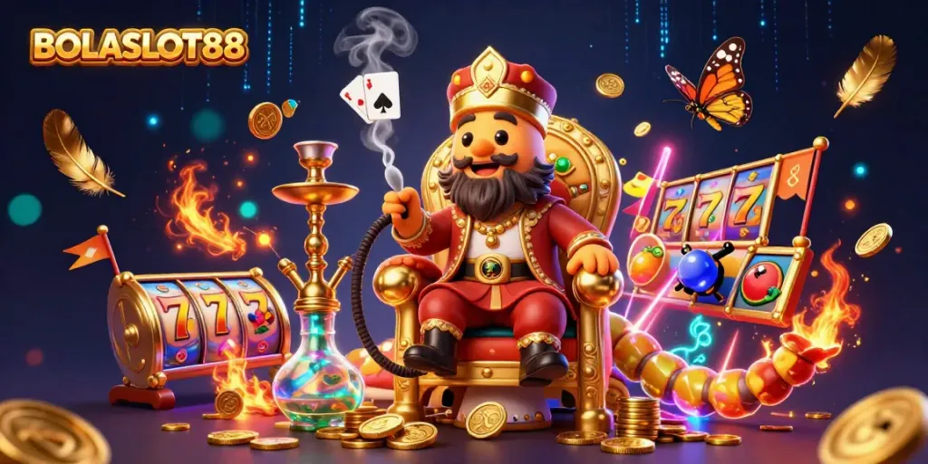 BOLASLOT88 interactive casino experience with vibrant characters and colorful slot elements.