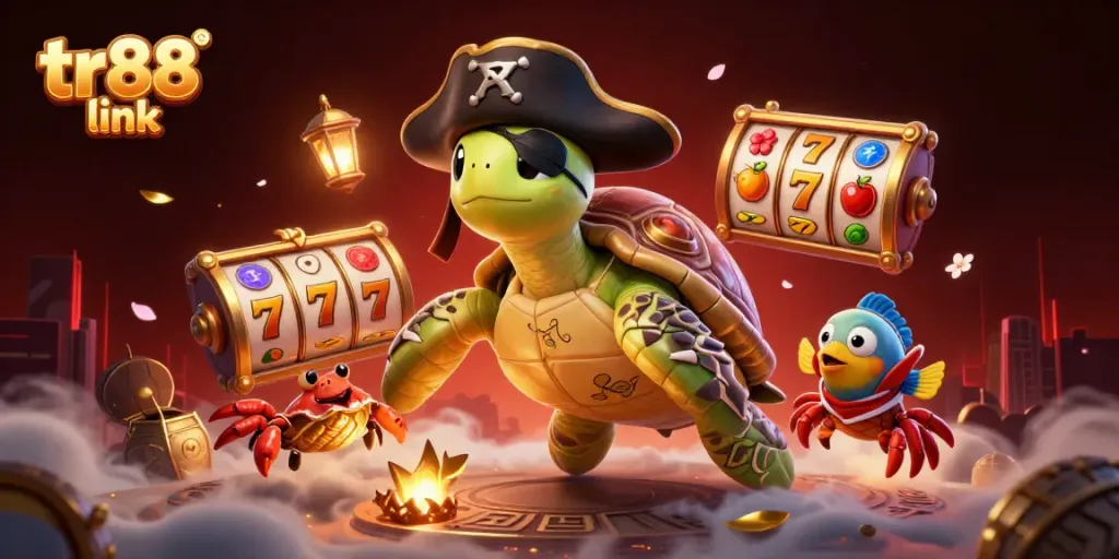 Experience thrilling gameplay at tr88 link with dynamic characters above slots and treasures.