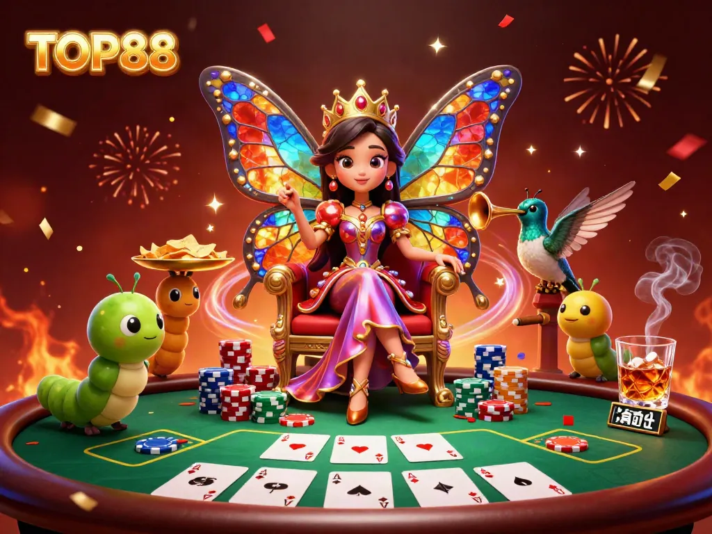 Experience the thrill of TOP88 while winning at colorful poker tables with vibrant characters.