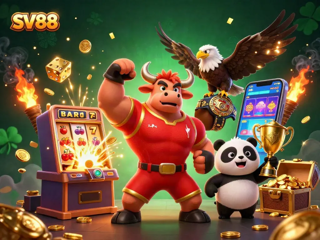 Experience the thrill of SV88's online casino with vibrant characters and dynamic gaming elements.