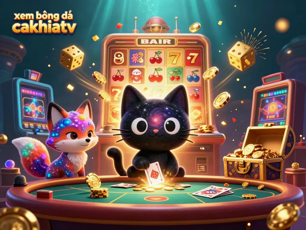Experience xem bóng đá cakhiatv as the black hole cat attracts golden chips and cards at the cosmic casino.