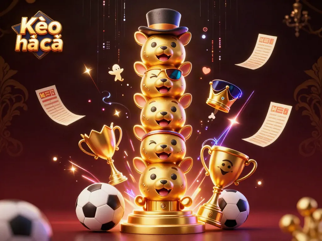 Bet on Kèo nhà cái with dynamic sports betting elements in a vibrant 3D illustration.