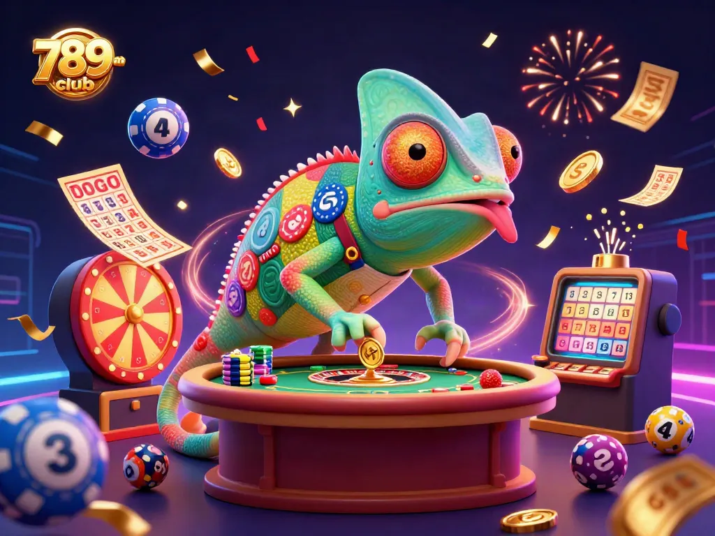 Experience the lively action at 789club with dynamic games, golden coins, and vibrant lottery elements.