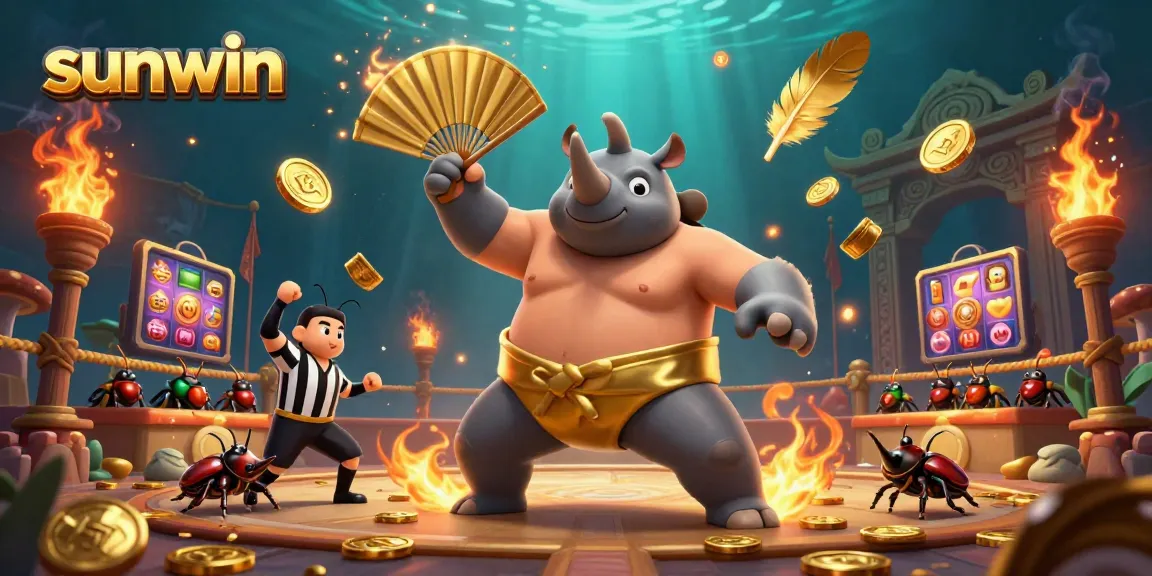 Experience the excitement of sunwin's gaming universe with a charismatic sumo beetle champion and thrilling slot elements.
