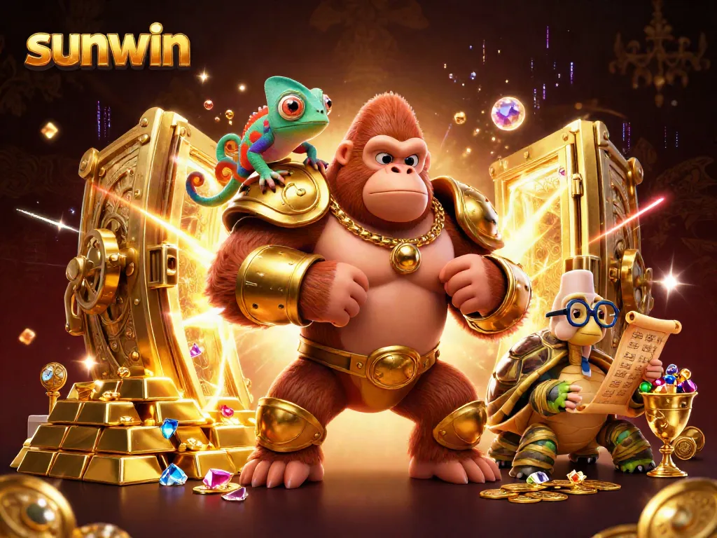 Experience thrilling gameplay at sunwin with dazzling treasures and dynamic casino elements in a vibrant 3D scene.