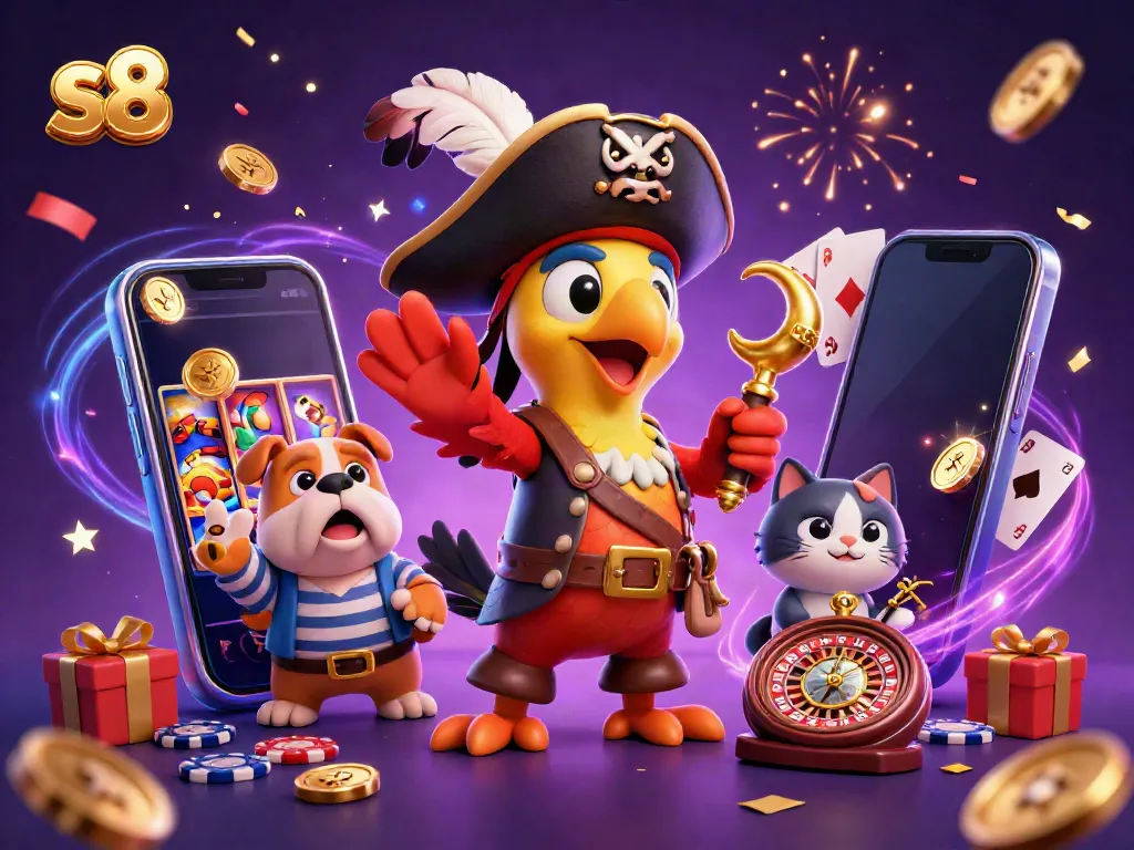 Experience thrilling gameplay at s8 with vibrant slots, cards, and golden coins.