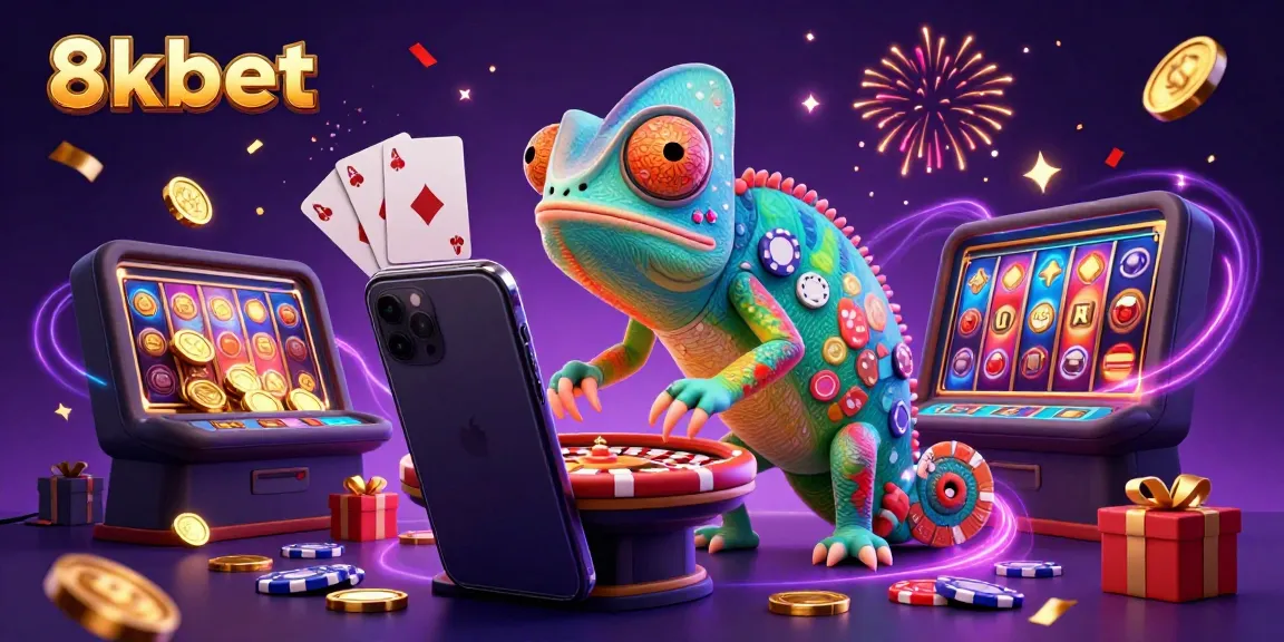 Experience the vibrant allure of 8xbet's interactive casino scene with colorful games and winning elements.