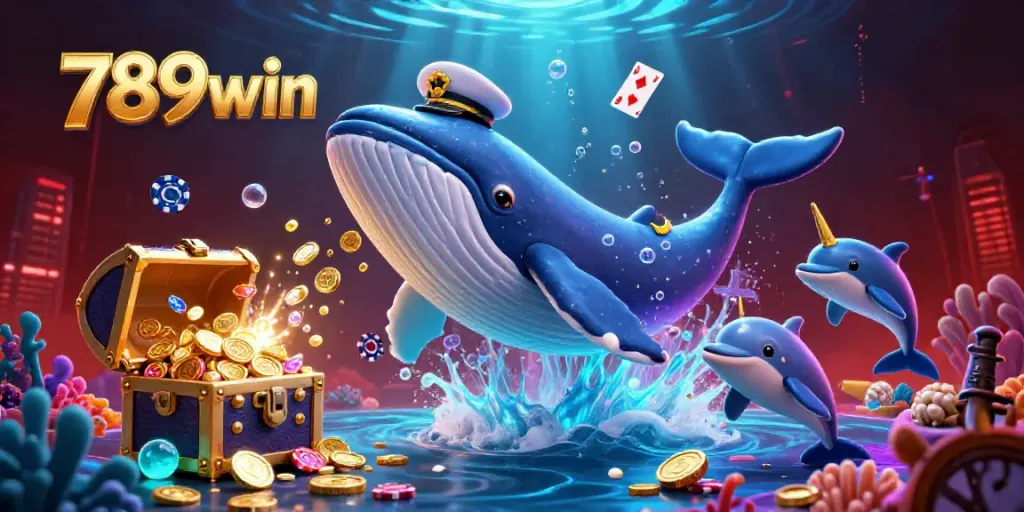 Engage in dynamic casino fun with 789win's playful dolphins, treasure chests, and vibrant underwater elements.