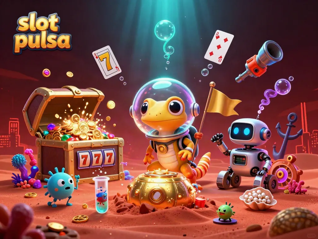Engage in slot pulsa with a Martian gecko discovering a golden casino on Mars
