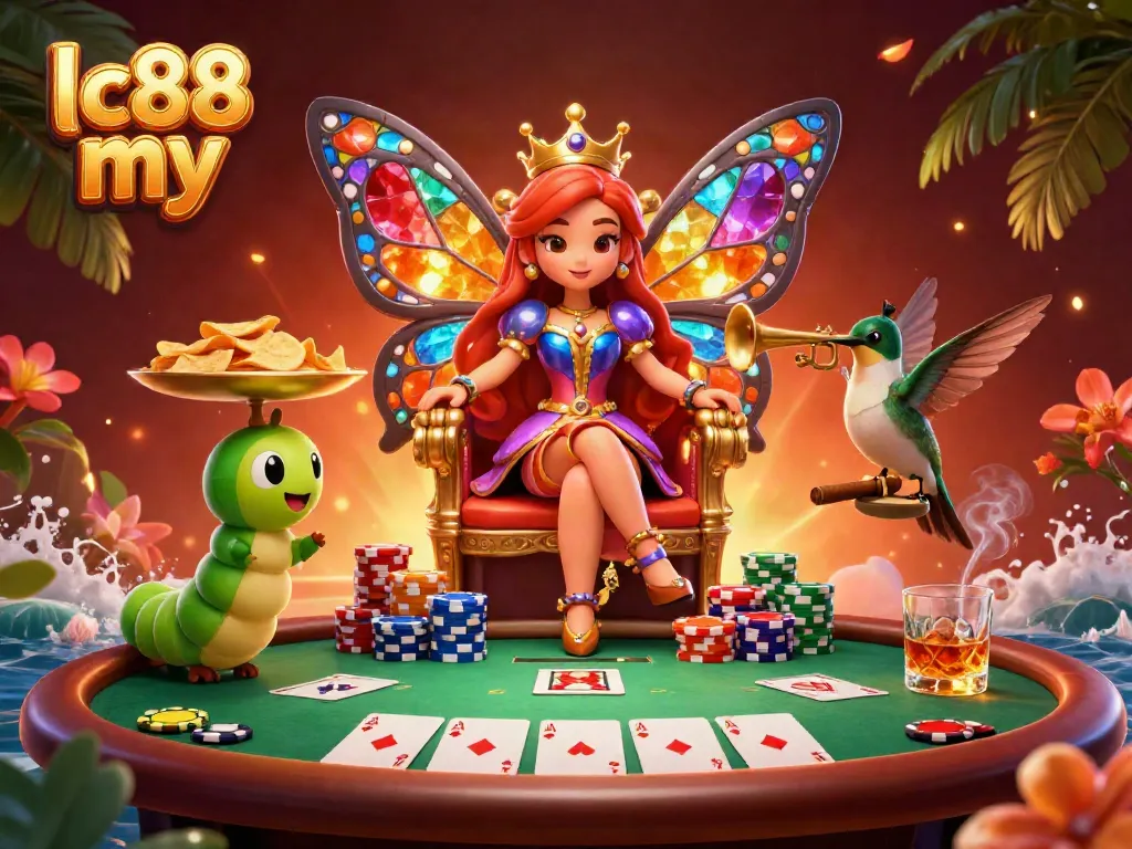 Experience the vibrant world of lc88 my casino with a magical, 3D butterfly queen and poker action.