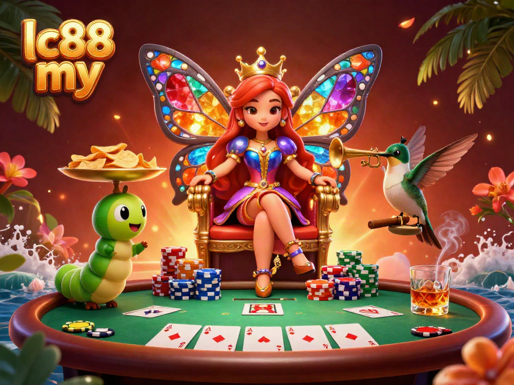 Experience the vibrant world of lc88 my casino with a magical, 3D butterfly queen and poker action.