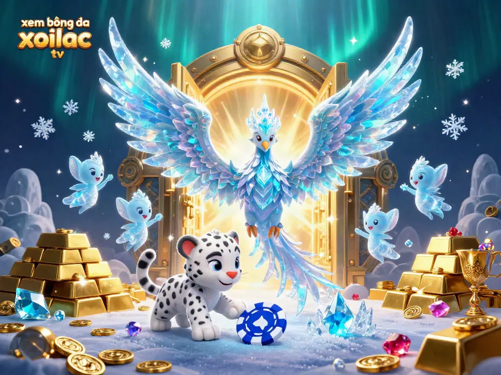 Xem bóng đá Xoilac TV with stunning visuals showcasing an ice phoenix and ice sprites in a dynamic casino scene.
